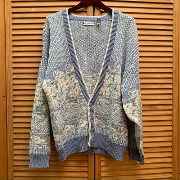 Vintage Saturdays Button Up Cardigan Size Large - Picture 1 of 6